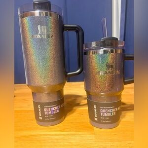 A PAIR! One 40oz and one 20oz Stanley midnight glitz cup collection .
